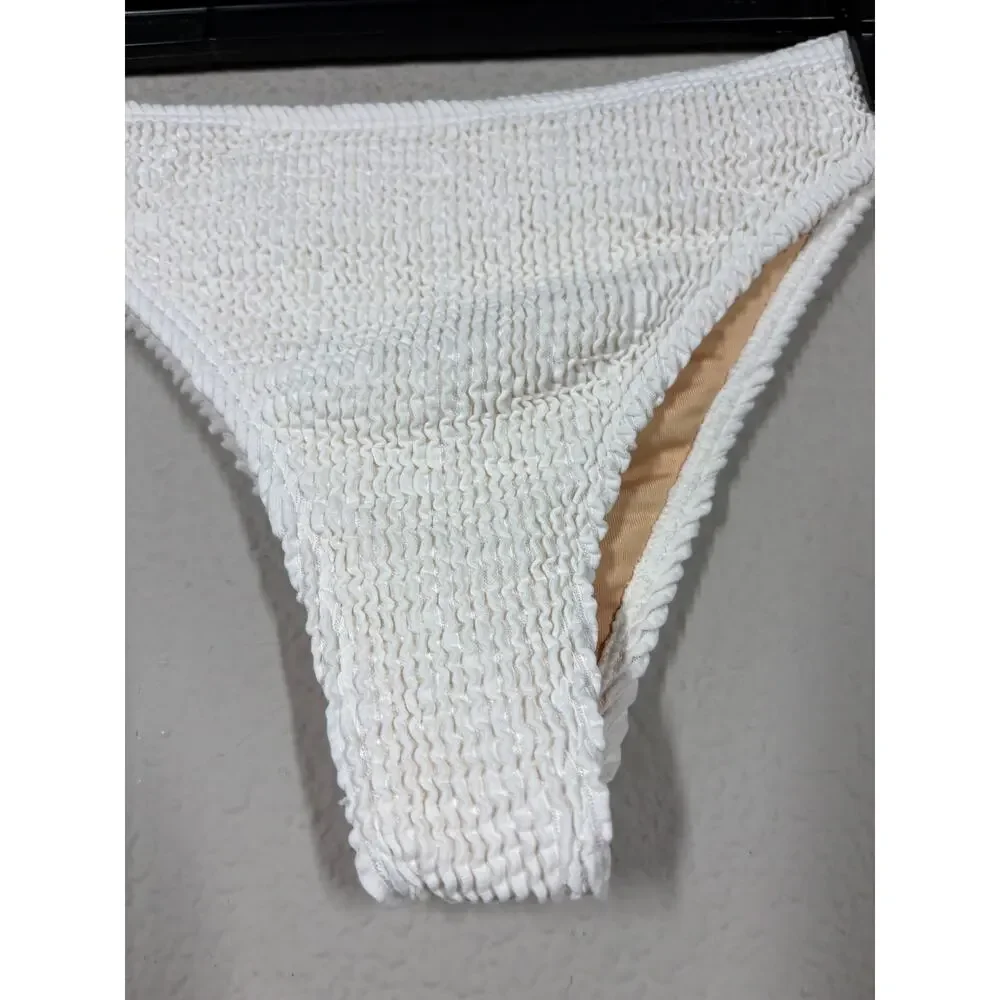 Elce Swim Womens Medium Bikini Bottoms White Nylon Blend Beachwear Swimwear